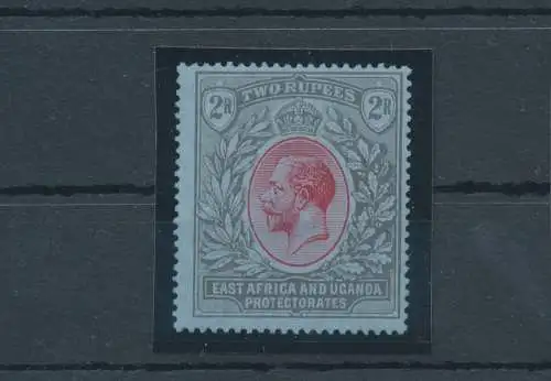 1921 Ostafrika und Uganda - Stanley Gibbons Nr. 72 - 2 Rupie rot und schwarz blau - postfrisch**
