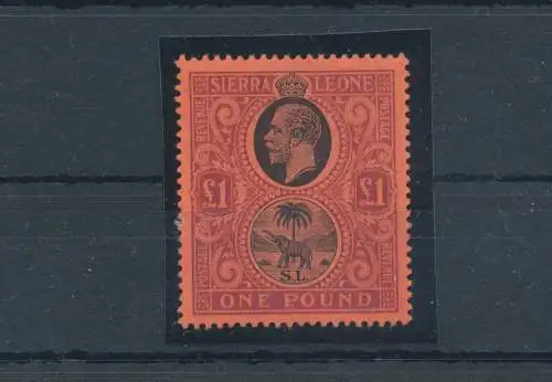 1912-21 Sierra Leone - Stanley Gibbons Nr. 128 - 1 Pfund schwarz und lila rot - postfrisch**