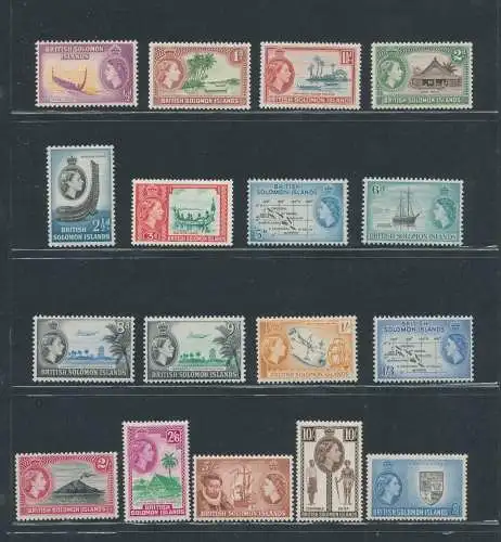 1956 Britische Salomonen - Stanley Gibbons n. 82/96 - Elisabeth II. und Ansichten - 17 Werte - postfrisch**
