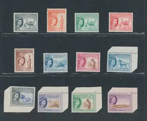 1953 Somaliland - Bildnis Elisabeth II - Stanley Gibbons Nr. 137/148 - 12 Werte - postfrisch** - Viele Blattwinkel