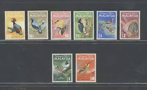 1965 Malaysia, Stanley Gibbons Nr. 20/27 - Vögel - postfrisch**