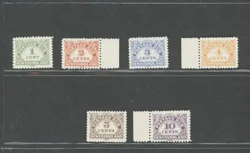 1939-49 Neufundland - Stanley Gibbons Nr. D1/D6 - Versand mit zwei Briefmarken - 6 Werte - postfrisch**
