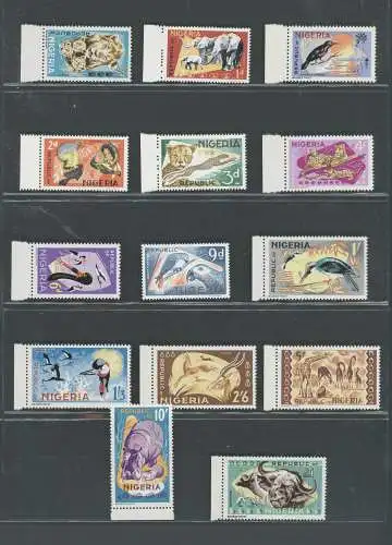 1965-66 Nigeria - Stanley Gibbons Nr. 172/85 - 14 Werteserie - postfrisch** - Tiere - Hervorragende Qualität