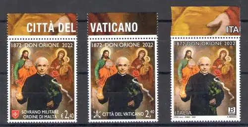 2022 Italien - Vatikan - Smom - Argentinien, 150 Jahre Geburt von San Luigi Orione - 4 Werte - Gemeinsame Ausgabe - postfrisch**