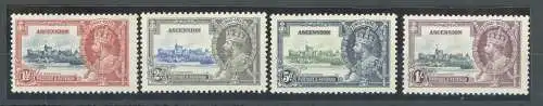 1935 ASCENSION, Stanley Gibbons Nr. 31-34, Silver Jubilee, 4 Werte, MH*