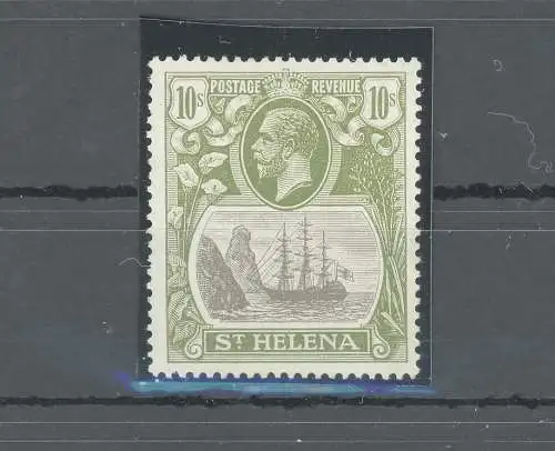 1922-37 St. Helena, Stanley Gibbons Nr. 112 - 10s. grau und olivgrün - postfrisch**