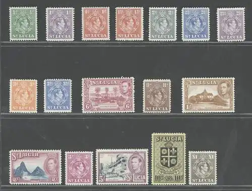 1938 -48 St. Lucia - Stanley Gibbons n. 128a/141 - 13 Werte - postfrisch**