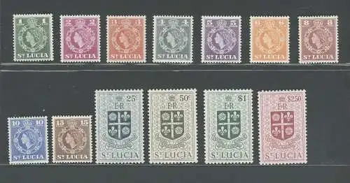 1953-63 ST. Lucia - Elizabeth II - 13 Werteserie - Stanley Gibbons Nr. 172/184 - postfrisch**