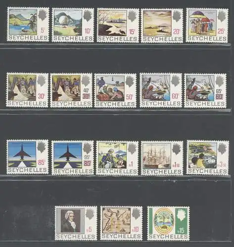 1969-75 SEYCHELLEN - Serie von 18 Werten - Stanley Gibbons Nr. 262/279 - postfrisch**