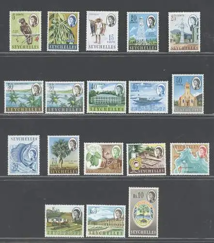 1962-68 Seychellen - Stanley Gibbons Nr. 192-212 - Elizabeth II - 18 Werte - Komplette Serie - postfrisch**