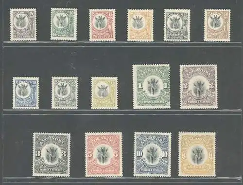 1922-24 Tanganjika - Stanley Gibbons Nr. 74/88a - Giorgio V - Giraffen - 15 Werte - Komplette Serie - MLH*