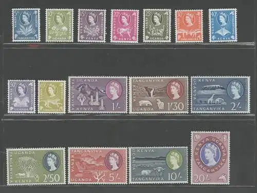 1960-62 Kenia Uganda Tanganjika - Stanley Gibbons Nr. 183-98 - Elizabeth II - 16 Werte - Komplette Serie - postfrisch**