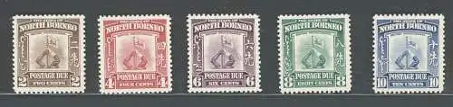 1939 NORTH BORNEO BMA, D 85/89 5 MLH-Werte**