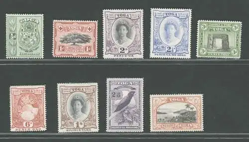 1942-49 TONGA - Stanley Gibbons Nr. 74-82 - Serie von 9 Werten - MLH*