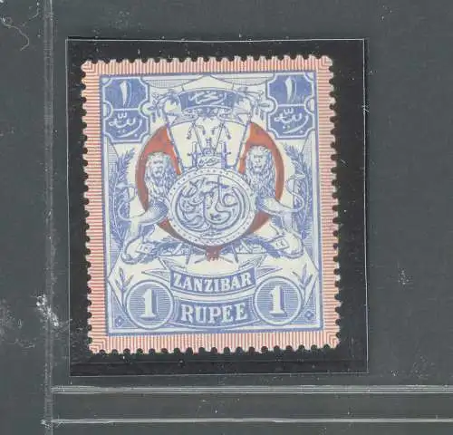 1904 ZANZIBAR - Sultan Sir Hamoud bin Mohammed - Stanley Gibbons Nr. 220 - 1 Rupie blau und rot - postfrisch **