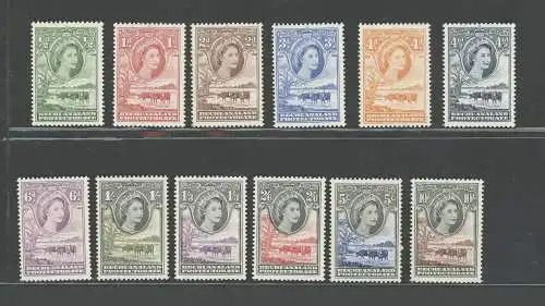 1955 Bechuanaland Protectorate, Stanley Gibbons Nr. 143-53, 12 Werte, komplette Serie - postfrisch**