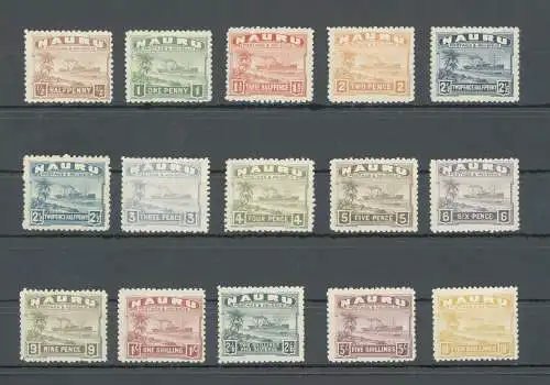 1924-48 Nauru - Australisches Mandat - Stanley Gibbons Nr. 26A-39A - Serie von 14 Werten - Weißes Papier - MLH * - MNH** (10 Schilling)