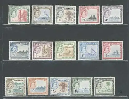 1953-59 Gambia - Stanley Gibbons Nr. 171-85 - Königin Elizabeth II. - Krönung - Serie von 15 Werten - postfrisch**