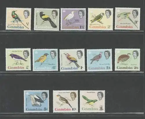 1963 Gambia - Stanley Gibbons Nr. 193-205 - Königin Elizabeth II. - Vögel - Serie von 13 Werten - postfrisch**