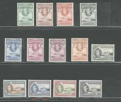 1938-43 Gold Coast, Stanley Gibbons Nr. 120-32, Giorgio VI, MH*