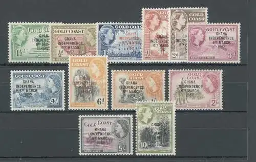 1957-58 Ghana, Stanley Gibbons Nr. 170-81, Serie von 12 Werten, postfrisch**