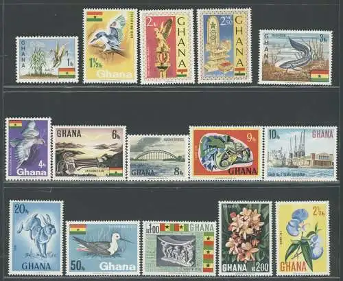 1967 Ghana, Stanley Gibbons Nr. 460-74, Serie von 15 Werten, postfrisch**