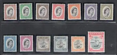 1953-59 Grenada, Stanley Gibbons Nr. 192-204, Elizabeth II, POSTFRISCH**