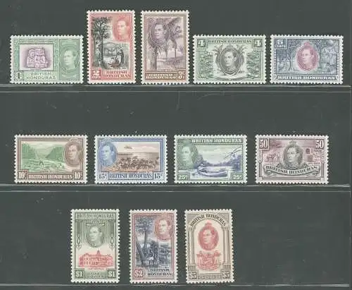 1938-47 British Honduras, Stanley Gibbons Nr. 150-61 - Komplette Serie 12 Werte - George VI - MNH**