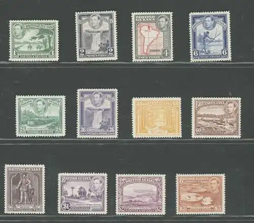 1938-52 BRITISH GUIANA - Stanley Gibbons Nr. 308-19, 12 Werte - MH*
