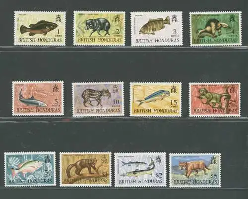 1968 British Honduras, Stanley Gibbons Nr. 256-67 - Komplette Serie 12 Werte - Wildleben - postfrisch**