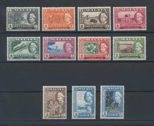 1957-61 Malaysische Staaten SELANGOR - SG 116/27 11 postfrisch ** (fehlt il Nr. 122)