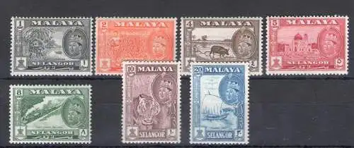 1961-62 Malaysian States - SELANGOR - Stanley Gibbons Nr. 129-35 - 7-Werte-Serie - postfrisch**