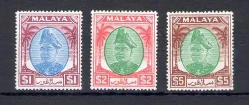 1949-55 Malaysian States - SELANGOR - Stanley Gibbons Nr. 108-110 - 3 hohe Werte - postfrisch**