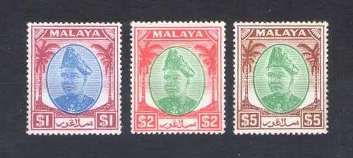 1949-55 Malaysian States - SELANGOR - Stanley Gibbons Nr. 108-110 - 3 hohe Werte - postfrisch**