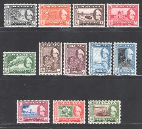 1957-63 Malaysian States - Trengganu - Stanley Gibbons Nr. 89-99 - 12er-Werte-Serie - postfrisch**