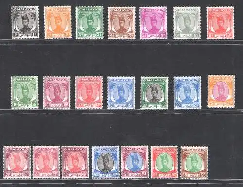 1949-55 Malaysian States - Trengganu - Stanley Gibbons Nr. 67-87 - 21-Werteserie - postfrisch**