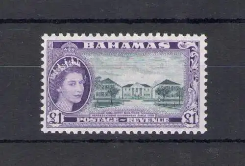 1954 BAHAMAS, Regina Elisabetta, 1 £ schieferschwarz und violett, Stanley Gibbons Nr. 216 - postfrisch**