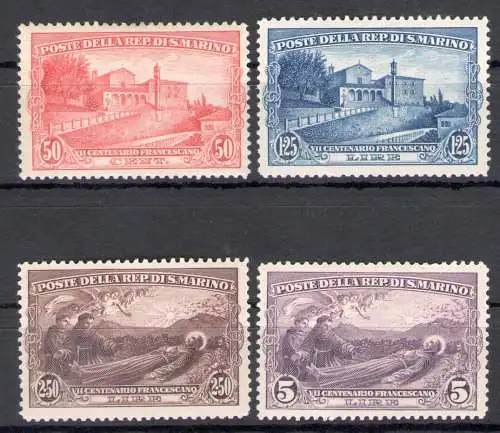 1928 SAN MARINO, Tod des heiligen Franziskus - Nr. 137/140 - 4 Werte - postfrisch**