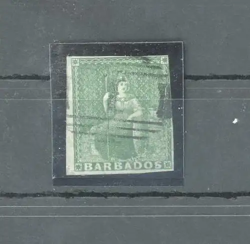 1852-55 BARBADOS, Stanley Gibbons Nr. 2 - 1/2 d. tiefgrün - gebraucht
