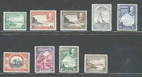 1936-47 BERMUDA, Stanley Gibbons Nr. 98-106 - 9er-Werte-Serie - postfrisch**