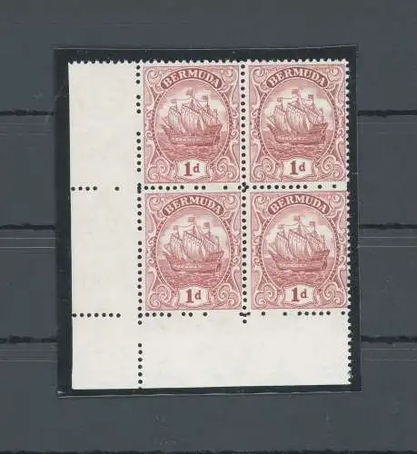 1922-34 BERMUDA, Stanley Gibbons Nr. 78 - 1d. scarllet - Viererblock - postfrisch**