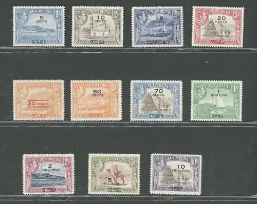 1951 ADEN, Stanley Gibbons Nr. 36-46 Serie von 11 Werten - postfrisch**