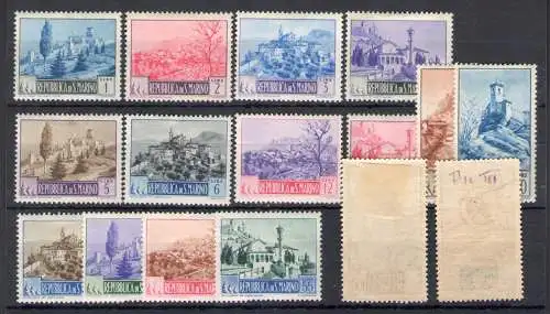 1949-50 SAN MARINO Nr. 342-355 Komplette Serie Landschaften 6 MH-Werte * Linguelata