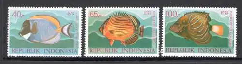 1973 INDONESIEN, Stanley Gibbons Nr. 1343-45 - Fische - postfrisch**