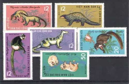 1965 Nordvietnam - Yvert Nr. 427-32 - Tiere - 6 Werte - postfrisch**