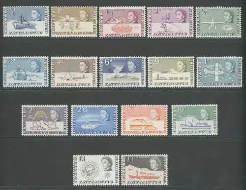 1963-69 Britisches Antarktisterritorium - Elisabetta II - Stanley Gibbons Nr. 1-15a - 16 Werte - postfrisch**