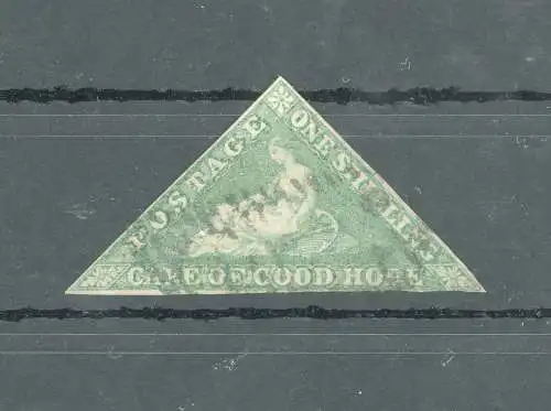 1855-62 CAPE OF GOOD HOPE, Stanley Gibbons Nr. 8, 1 Schilling hellgelb grün - signiert Enzo Diena - USED