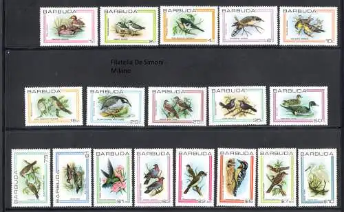 1980 Barbuda - Yvert et Tellier Nr. 469-86 - Uccelli - 18 Werte - postfrisch**