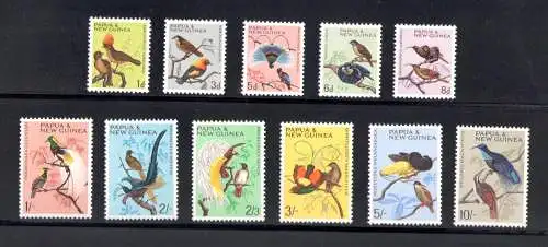 1964-65 PAPUA NEUGUINEA - Elisabeth - Yvert-Katalog Nr. 62-72 - Vögel - 11 Werte - postfrisch**