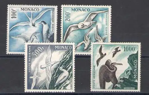 1955 MONACO, Vögel - Vögel, Luftpost 55/58 - 4 Werte - MH* - Linguelato